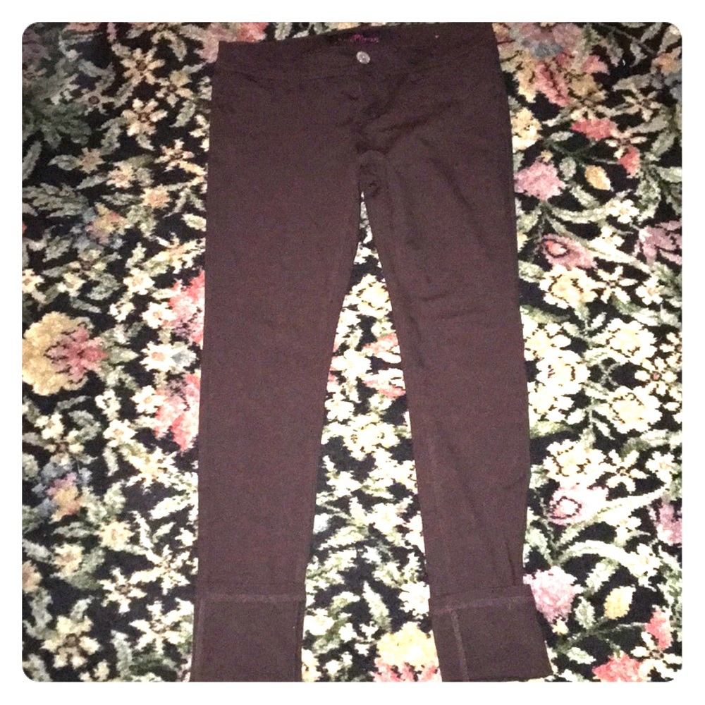 Dark brown stretchy pants - 3